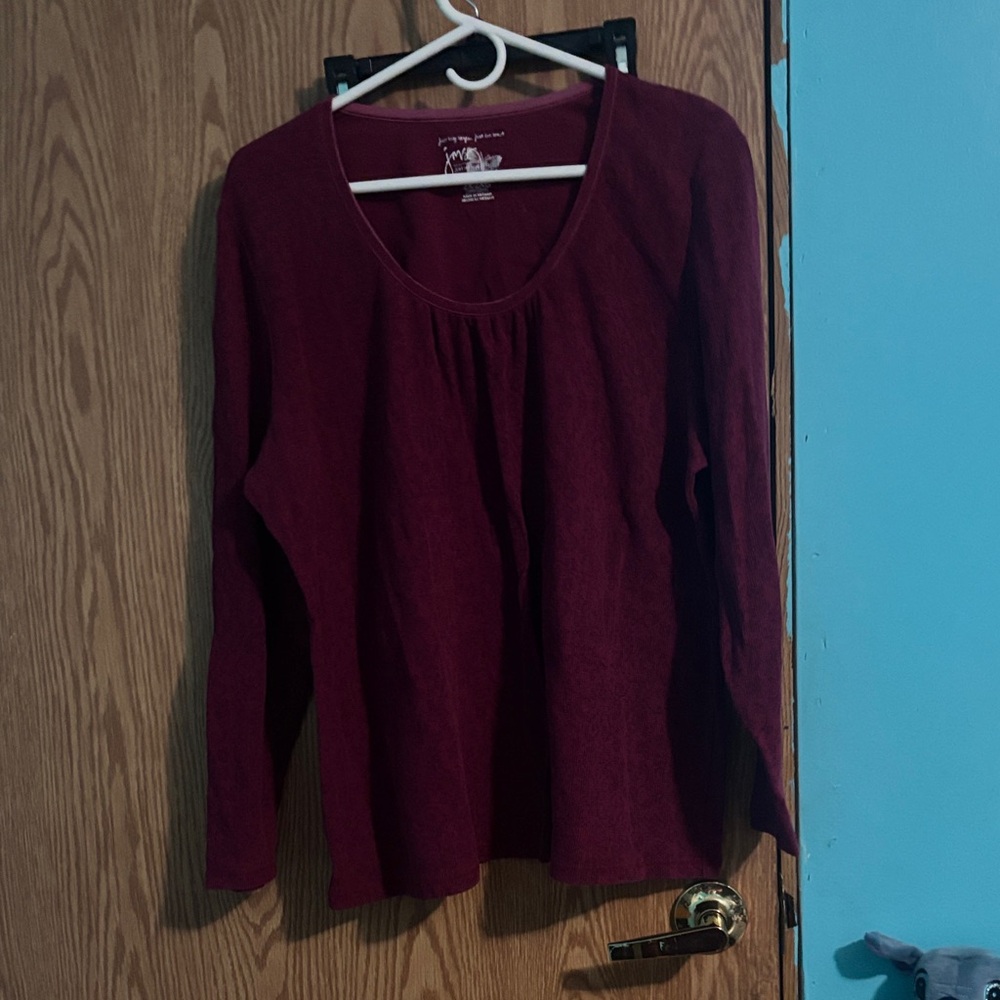 Just My Size Women's Long Sleeve Tee - Burgundy